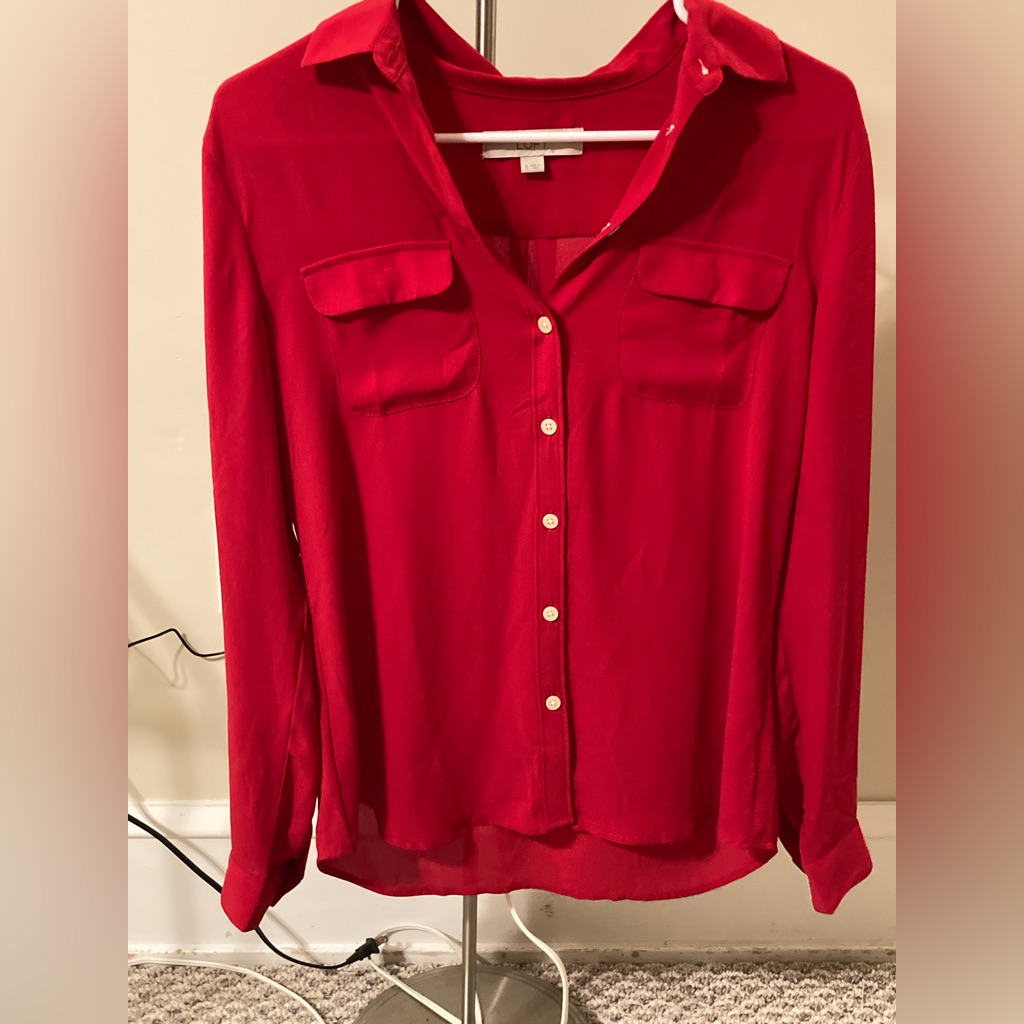 Loft Red Button Down.